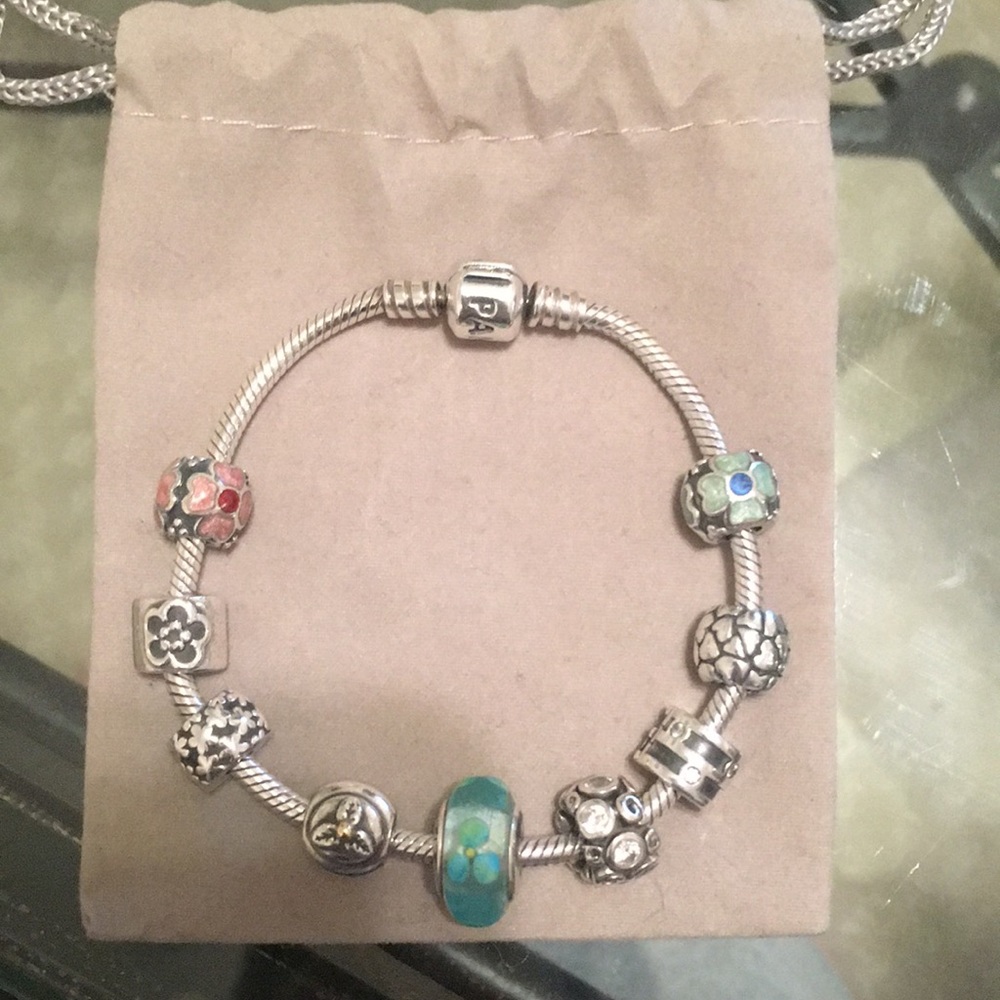 Pandora Bracelet with 9 Charms 7inch
